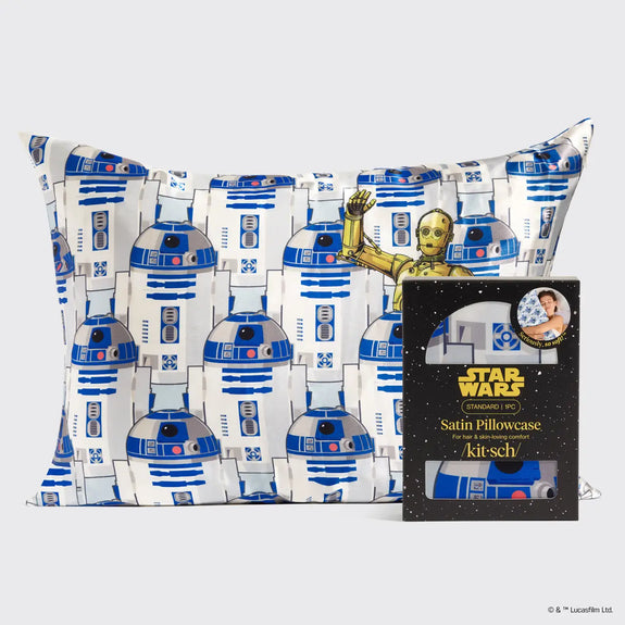 Kitsch Star Wars™ & Kitsch Satin Pillowcase in R2-D2 & C-3PO
