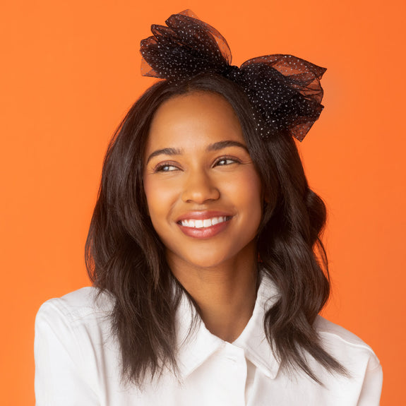 Kitsch Glitter Tulle Headband Black