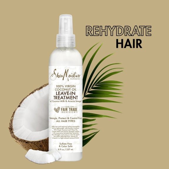 SheaMoisture 100% Virgin Coconut Oil Leave-in Conditioner Treatment 100% Extra Virgin Coconut Oil 8 oz