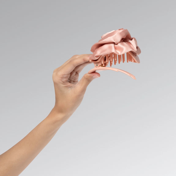 Kitsch Satin Rosette Medium Flat Cloud Clip - Terracotta