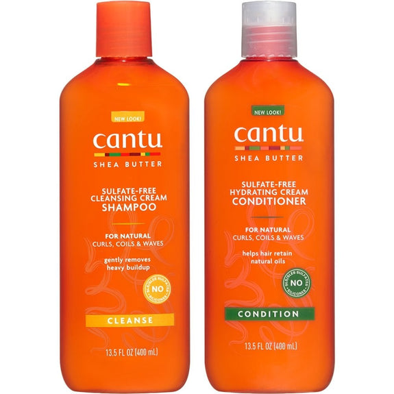 CANTU Shea Butter For Natural Hair Sulphate-Free Cleansing Cream Shampoo & Conditioner Twin 2 x 400ml