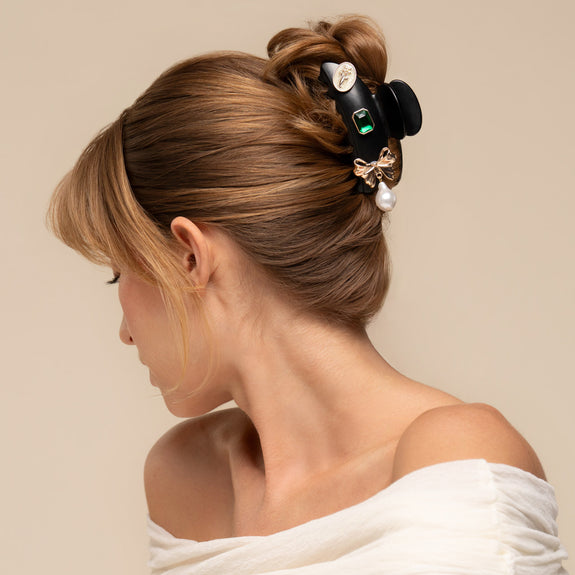 Kitsch pop Curved Claw Clip 7pc Set Vintage - Black