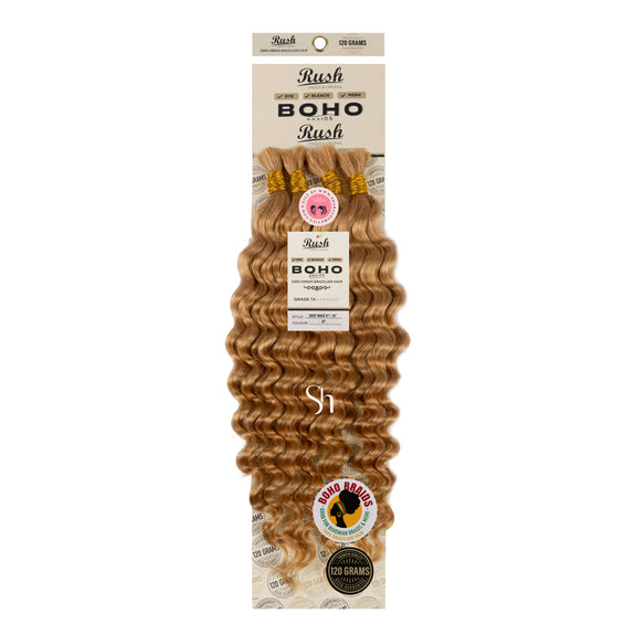 RUSH 100% VIRGIN BRAZILIAN BOHO BRAIDS DEEP WAVE BULK 21"-23"