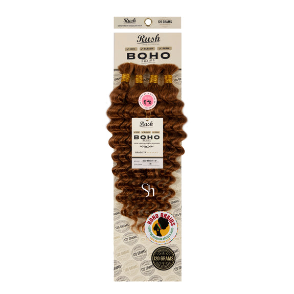 RUSH 100% VIRGIN BRAZILIAN BOHO BRAIDS DEEP WAVE BULK 17"-19"