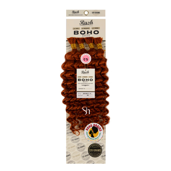 RUSH 100% VIRGIN BRAZILIAN BOHO BRAIDS DEEP WAVE BULK 17"-19"
