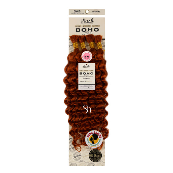 RUSH 100% VIRGIN BRAZILIAN BOHO BRAIDS DEEP WAVE BULK 19"-21"