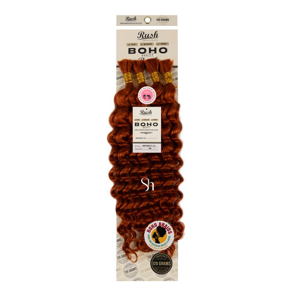 RUSH 100% VIRGIN BRAZILIAN BOHO BRAIDS DEEP WAVE BULK 21"-23"