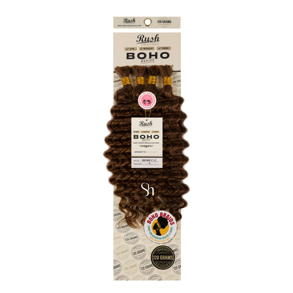 RUSH 100% VIRGIN BRAZILIAN BOHO BRAIDS DEEP WAVE BULK 17"-19"