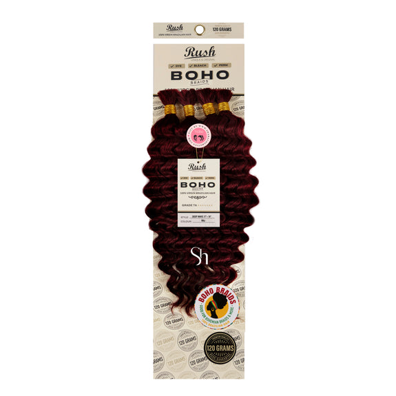RUSH 100% VIRGIN BRAZILIAN BOHO BRAIDS DEEP WAVE BULK 17"-19"