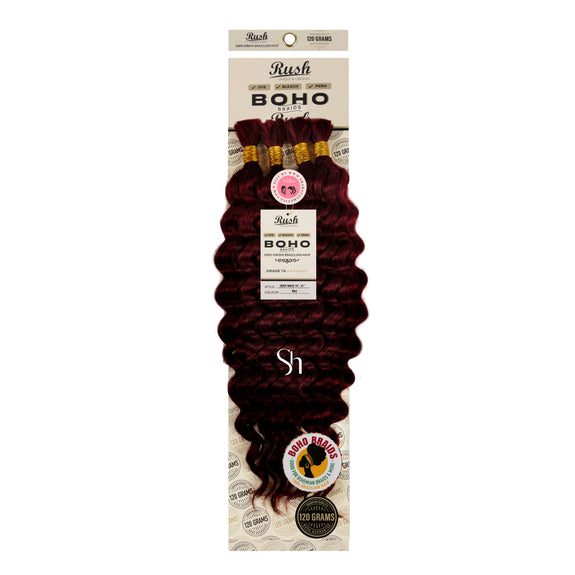 RUSH 100% VIRGIN BRAZILIAN BOHO BRAIDS DEEP WAVE BULK 19"-21"