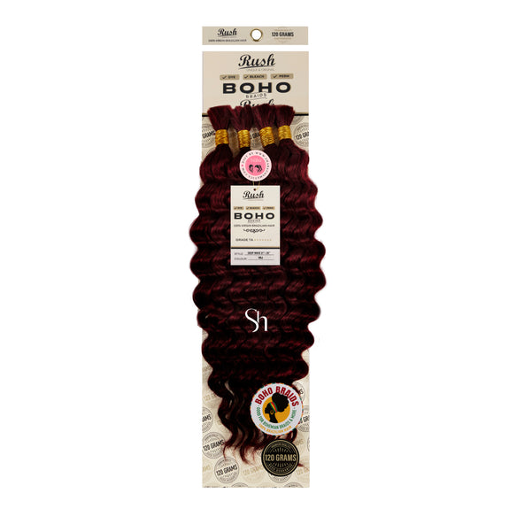RUSH 100% VIRGIN BRAZILIAN BOHO BRAIDS DEEP WAVE BULK 21"-23"