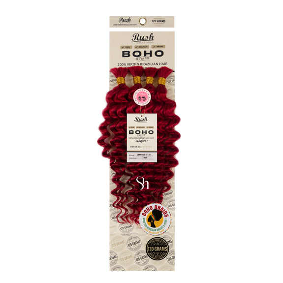 RUSH 100% VIRGIN BRAZILIAN BOHO BRAIDS DEEP WAVE BULK 17"-19"