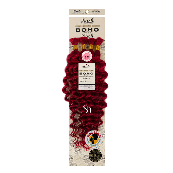 RUSH 100% VIRGIN BRAZILIAN BOHO BRAIDS DEEP WAVE BULK 19"-21"