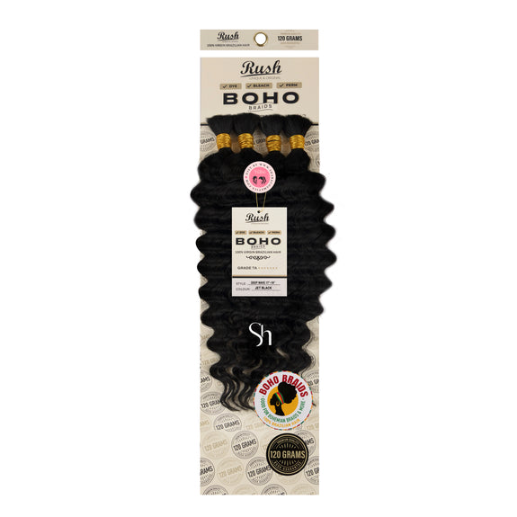 RUSH 100% VIRGIN BRAZILIAN BOHO BRAIDS DEEP WAVE BULK 17"-19"