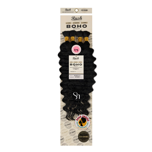 RUSH 100% VIRGIN BRAZILIAN BOHO BRAIDS DEEP WAVE BULK 19"-21"