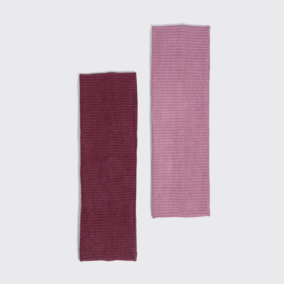 Kitsch Recycled Fabric Ribbed Elastic Headbands 2pc Set - Cherry Lacquer & Dusty Pink