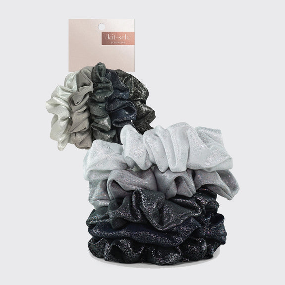 KITSCH Scrunchies Metallic (Black/Gray)