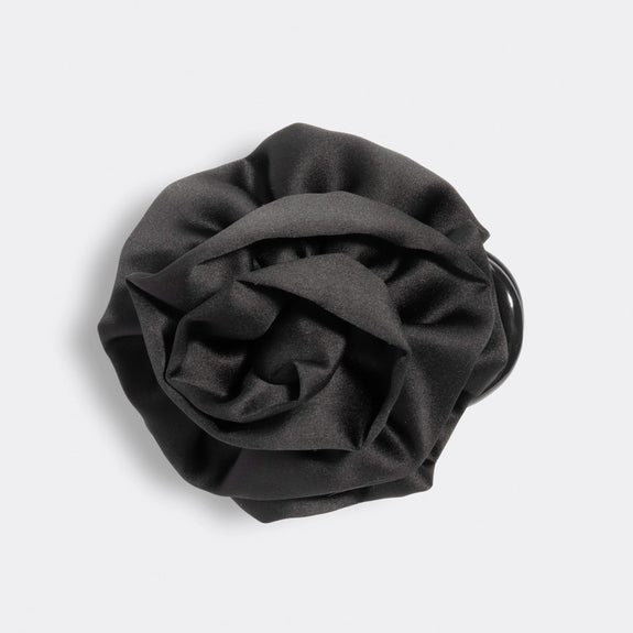 Kitsch Satin Rosette Medium Flat Cloud Clip - Black