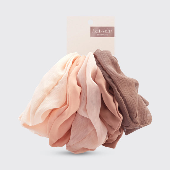 KITSCH Crepe Scrunchies 5pc - Terracotta