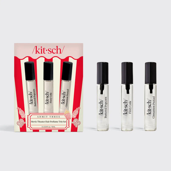 Kitsch Movie Theater Hair Perfume Trio Set - Buttered Popcorn, Fizzy Cola, Cinnamon Pretzel