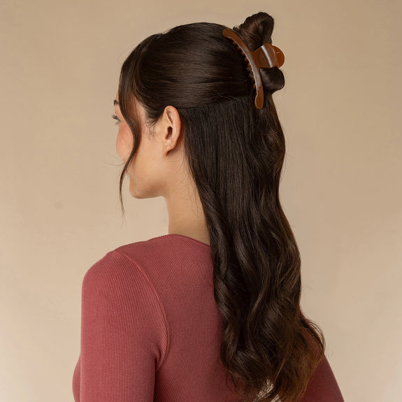 Kitsch Recycled Plastic Large Arched Clip  Mocha