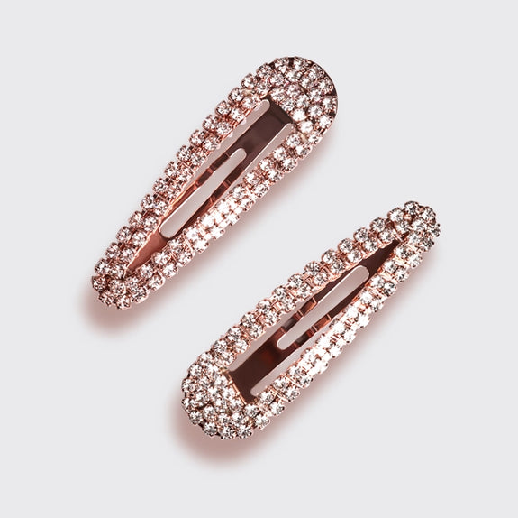 KITSCH Mini Rhinestone Snap Clips - Rose Gold