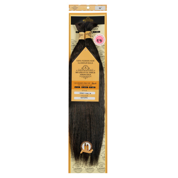 RUSH BRAZILIAN GLAMOUR VIRGIN GOLD 100% HUMAN HAIR KINKY YAKI  BULK