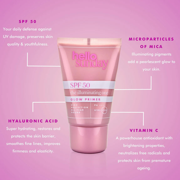 HELLO SUNDAY The Illuminating One SPF 50 Glow Makeup Primer with Mica Particles