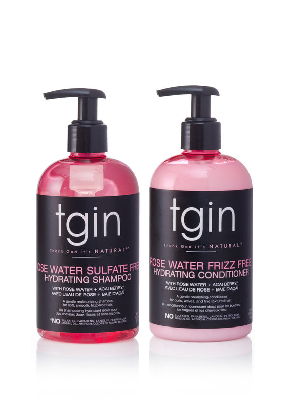 TGIN Rose Water Hydrating Shampoo 13 OZ and Conditioner 13 OZ  Duo (13oz each)