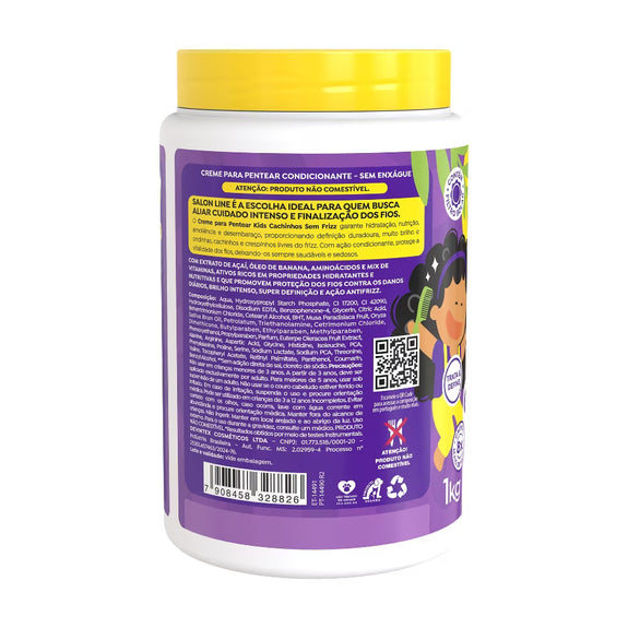 Salon Line Creme para Pentear Açai Kids Cachinhos Sem Frizz 1kg