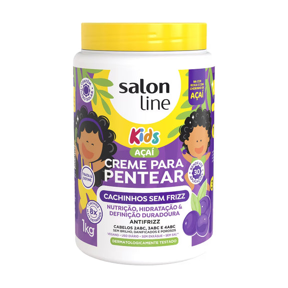 Salon Line Creme para Pentear Açai Kids Cachinhos Sem Frizz 1kg