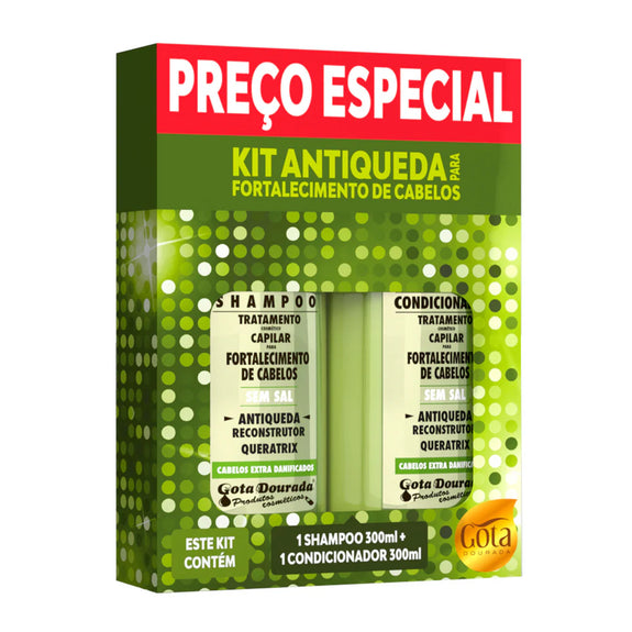 Gota Dourada Strengthening Kit Anti-Fall Golden Drop Shampoo + Conditioner 300ml