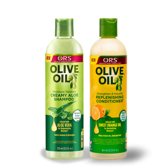 ORS OLIVE OIL CREAMY ALOE SHAMPOO 12 OZ  & REPLENISHING CONDITIONER BUNDLE 12 OZ