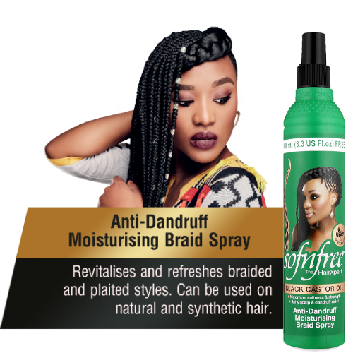 SOFN’FREE BLACK CASTOR OIL WITH ANTI-DANDRUFF Moisturising Braid Spray-350ML