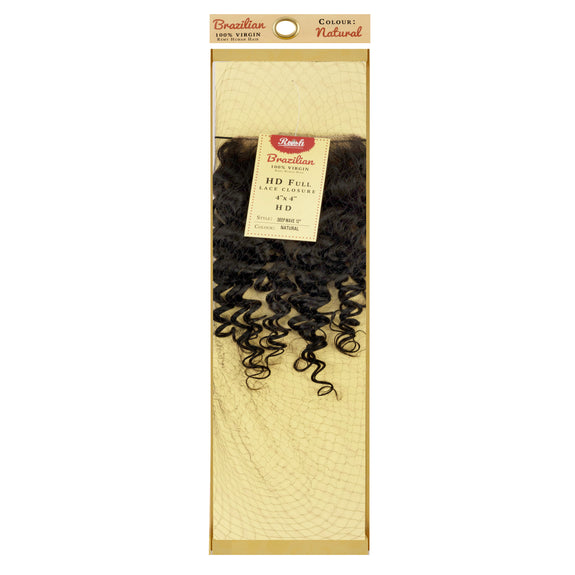 RUSH TEMPTATION 100% VIRGIN BRAZILIAN  FULL HD LACE CLOSURE DEEP WAVE  4x4