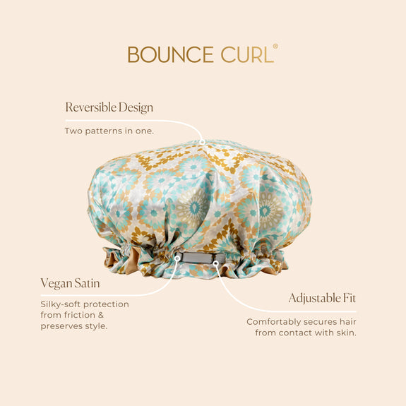 Bounce Curl Reversible Satin Hair Bonnet Teal