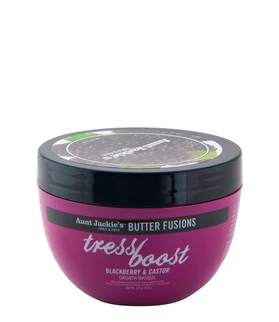 AUNT JACKIE'S  BUTTER FUSIONS Tress Boost – Blackberry & Castor Hair Growth Masque  8 OZ