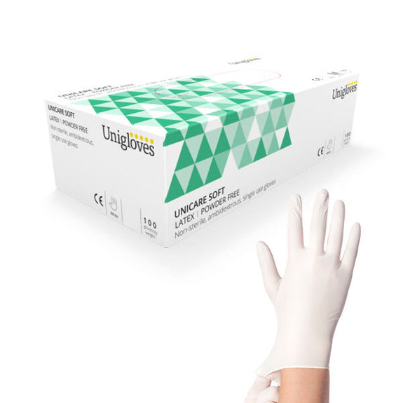 UNI GLOVES UNICARE LATEX POWDER FREE GLOVES