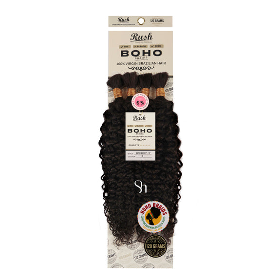 RUSH 100% VIRGIN BRAZILIAN BOHO BRAIDS WATER WAVE BULK 17"-19"
