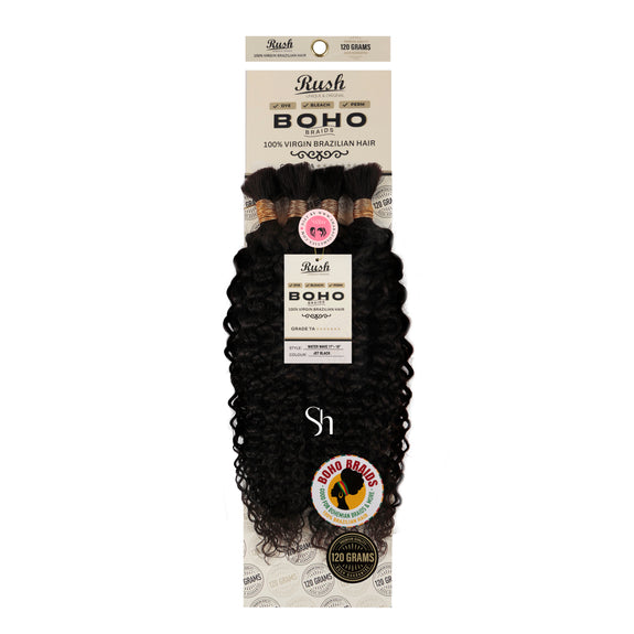 RUSH 100% VIRGIN BRAZILIAN BOHO BRAIDS WATER WAVE BULK 17"-19"